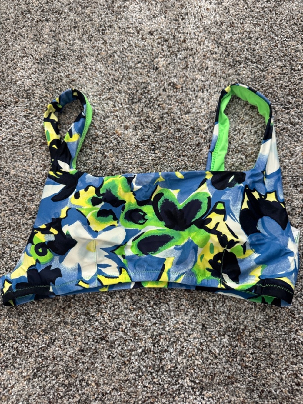 aerie Blue, Green & Yellow Floral Bikini Top - Square Neck